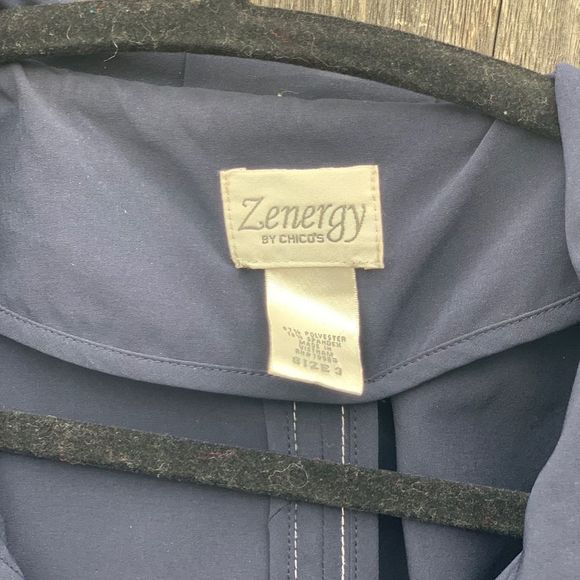 Navy blue & white chain stitch sailor style oversized crop sleeve summer jacket - Picture 11 of 12